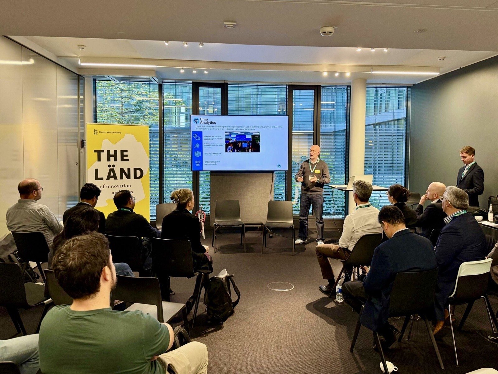 Richard Vilton pitching Emu Analytics' digital twin software to industry leaders in Munich